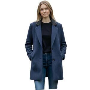 Anthropologie Cartonnier Navy Textured Blazer Structured Career Jacket Small